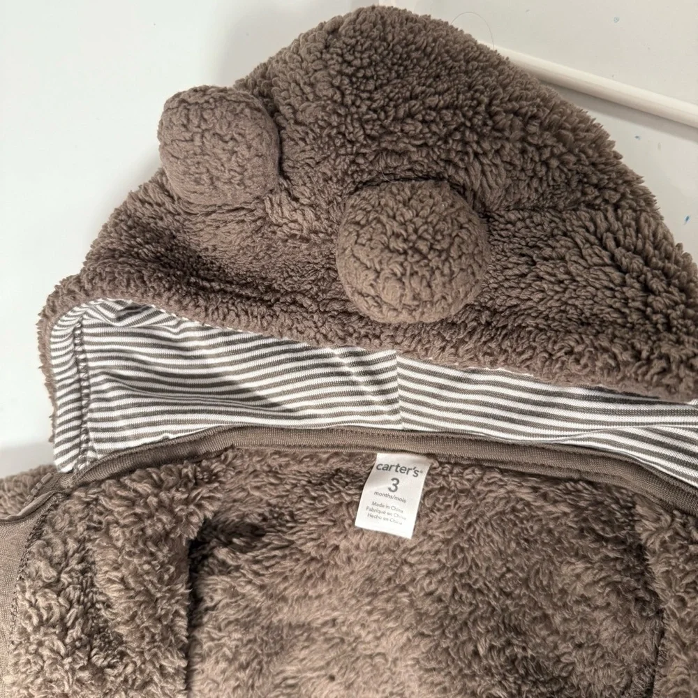 Soft fleece brown teddy bear onesie
